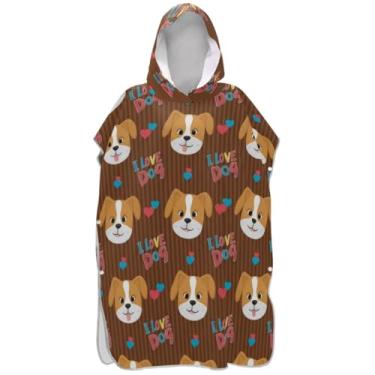Imagem de Joisal Poncho de surfe para trocador de roupas de banho de praia com capuz de secagem rápida, ponchos femininos com capuz, listras fofas de cachorro