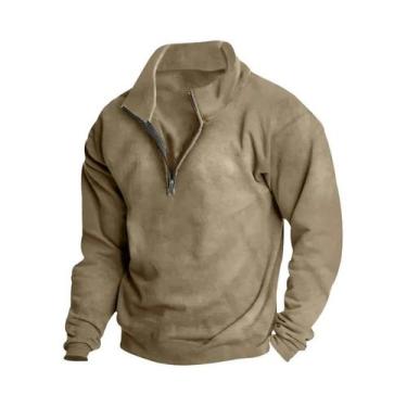 Imagem de Moletom Masculino De Fleece Com Gola Alta E Zíper Frontal, Manga Longa
