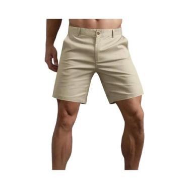 Imagem de Bermuda Cargo Masculina Casual De Verão Respirável Cor Sólida Cintura 