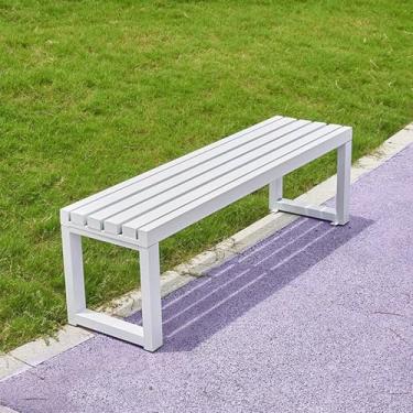 Imagem de Banco sem costas para pátio externo para duas pessoas, banco de parque ao ar livre, estrutura de ferro, capacidade de 499 kg, montagem fácil, para jardim, varanda e parque (tamanho: 120 cm/47 pol, cor