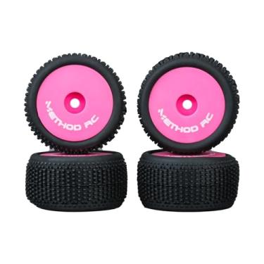 Imagem de METHOD RC NitraGrip 1/28 Truck Tires F/R on 7mm Hex Pink Wheels for Losi Micro-T (4pcs Glued)