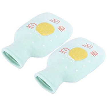 Imagem de ZJchao Flanela de Borracha Dos Desenhos Animados Garrafa de água Quente Engrossado Portátil Saco de água Quente para Terapia de Alívio da Dor No Inverno 350ml Verde 2 Peças