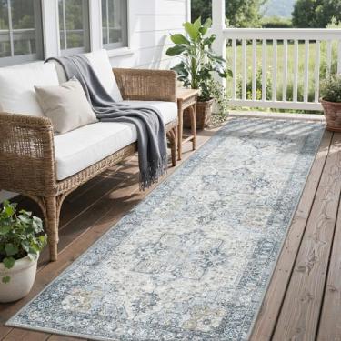 Imagem de GENIMO Tapete de corredor para ambientes externos e internos, 7 x 20 cm, impermeável, não cai, fácil de limpar, tapete boho para pátio, cozinha, varanda, banheiro, deck, quarto, acampamento, carpete