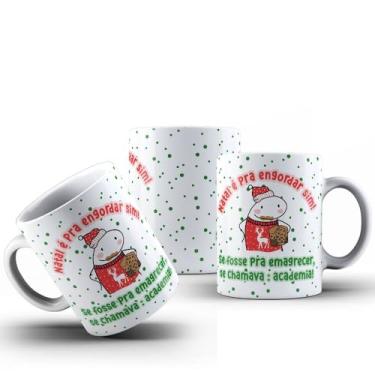 Imagem de Caneca Natal Frases Divertida Xícara Porcelana 325ml (NATAL É PRA ENGORDAR SIM)