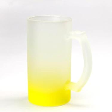 Imagem de Caneca de vidro fosco em branco de cerveja 473 g. Caneca amarela gradiente inferior impressão por sublimação revestida com tinta de transferência de calor 2 peças