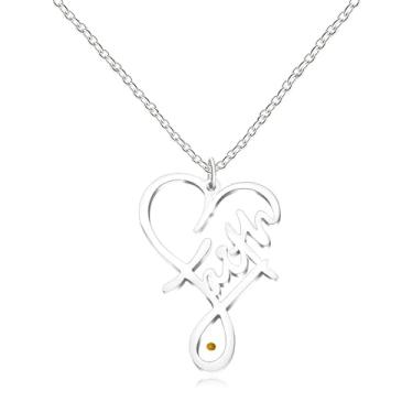 Imagem de Vivaday Colar de semente de mostarda Faith | Colar com pingente de coração com Mover Montanhas Infinito Alfabeto Cristão Inspirador Mateus 17:20 Versículo da Bíblia Joias Religiosas em