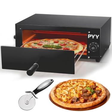 Imagem de PYY - Forno de pizza comercial elétrico, forno de pizza de 30,5 cm para uso interno, panela profissional de aço inoxidável, panela de pizza com temporizador e bandeja de migalhas para cozinha