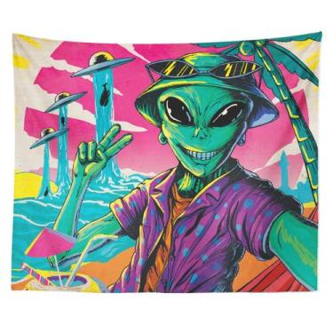 Imagem de Tapeçaria Alien Wall Room Aesthetic 150x100cm, microtecido - yiweisai