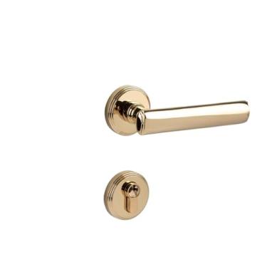 Imagem de Fechadura de porta de quarto de latão sólido estilo magnético para sala interna porta de madeira tipo fenda maçaneta dourada fechadura de porta cobre (ouro brilhante)