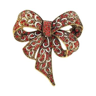 Imagem de Broche de arco cravejado de strass feminino, acessórios de roupas da m