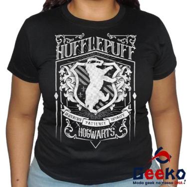 Imagem de Baby Look Lufa Lufa 100% Algodão Harry Potter Blusa Feminina Hogwarts 