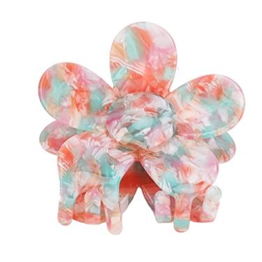 Imagem de Cryfokt Grampo de Cabelo de Flor Linda Fixação Firme para Mulheres Meninas Clipe de Garra para Usos Múltiplos, Adequado para Uso Diário ou Agarrador de Cabelo de Plástico de Acetato de Festa para Lavar o Rosto ou Maquiagem (Colorido)