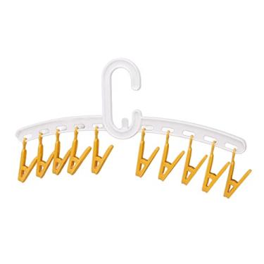 Imagem de Alomejor Cremalheira de Secagem, 10 Clipes de Meia de Plástico, Fechaduras de Gancho de, Cabide de Roupas que Economiza Espaço para Acampamento, Suprimentos de Viagem e Uso Ao Ar Livre (Branco