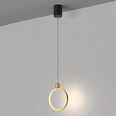 Imagem de Luminária pendente circular ultrafina, mini luminária de cabeceira, lustre LED moderno, luminárias de suspensão lineares em metal com cúpula de acrílico, luminárias pendentes minimalistas nó