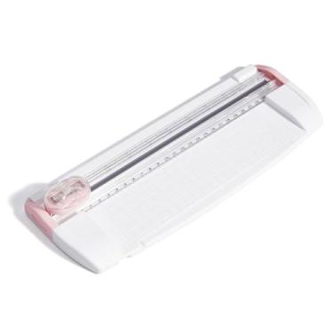 Imagem de Cortador de papel multifuncional, linha reta/linha tracejada/vinco cortador de papel portátil para papel artesanal, papel A4, cupom, etiqueta e cartolina (cor: azul) (rosa)