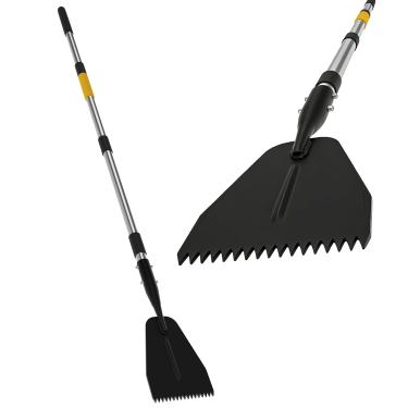 Imagem de Pá de cortador de gelo com lâmina de dente de serra, raspador irregular de 150 cm para garagem, calçada, ferramenta de remoção de gelo de neve grossa de aço para quebra, raspador de gelo de cabo longo