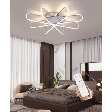 Imagem de Luminária de teto LED moderna para sala de estar, com intensidade regulável e controle remoto, na cor preta, ideal para quarto, cozinha, escritório e ambientes internos (cromada, 60 cm).