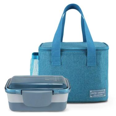 Imagem de Kit Bolsa Térmica E Pote Marmita De 2 Andares 950ml - Jacki Design Azul