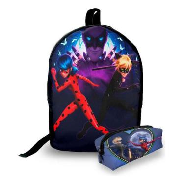 Imagem de Mini Mochila Urbana + Estojo - Lady Bug E Cat Noir - PAINEL PRINT