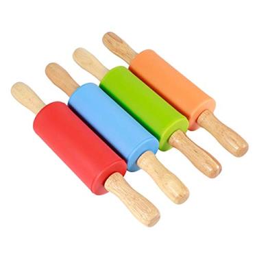 Imagem de 4PCS Rodas de Rolamento com Cabo Madeira Silicone Antiaderente para Cozinha Residencial Ferramenta Bolo Crianças Jogo In