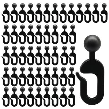 Imagem de Waziaqoc Pacote com 50 ganchos para cortina de gazebo – Ganchos de trilho de cortina de plástico preto, design à prova de ferrugem para mosquiteiros e dossel ao ar livre, suprimentos domésticos para
