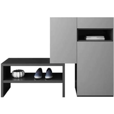 Imagem de 3FLQOOPP Sapateiras de madeira nórdica de suporte livre, banco de sapato ajustável de comprimento, sapateira, armário de armazenamento de grande capacidade para tênis/sandálias/chinelos armazenamento