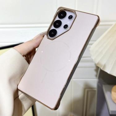 Imagem de Capa fosca sem moldura para Samsung Galaxy S25 S24 S23 Ultra com carregamento magnético sem fio e revestimento luxuoso (para S25/Dourada)