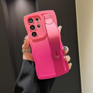 Imagem de Pulseira flexível com design ondulado para Samsung S25 S24 Ultra S23 FE S22 Plus S21 A56 A55 A54 A53 A52 A51 A50 A05S, Rosa/Vermelho, para Samsung A50