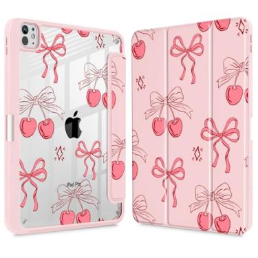 Imagem de May Chen Capa para iPad Pro de 11 polegadas M5/M4 2025/2024 (6ª/5ª geração), [Suporte de penceil] Suporte com três dobras para despertar/hibernar, capa traseira transparente de TPU (poliuretano