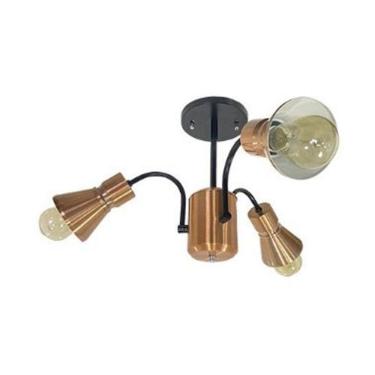 Imagem de Lustre Irlanda Aluminio Cobre Preto Nacional Iluminação