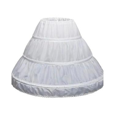 Imagem de Saia Infantil Branca A-Line Com 3 Aros E Renda Para Vestido De Dama De