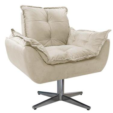 Imagem de Poltrona Opala Base Giratória de Metal Sintético - Amarena Móveis, Beg