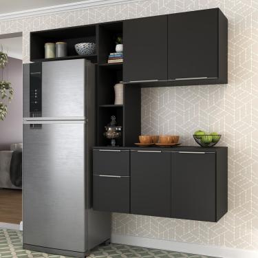 Imagem de Cozinha Compacta com Armário e Balcão Multimóveis Preta