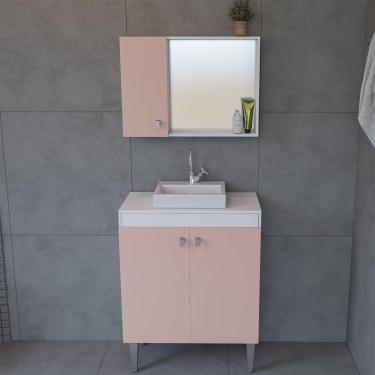 Imagem de Conjunto Gabinete E Armário Dia A Dia Funcional 60cm Para Sobrepor Salmão