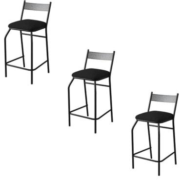 Imagem de Kit 3 Banquetas Gourmet Para Bancada Ou Cozinha Ibiza Preto
