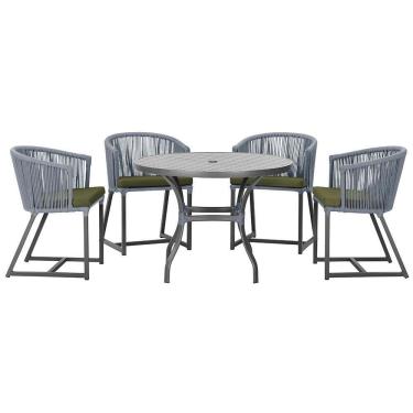 Imagem de Mesa Com 4 Cadeiras E Noronha Estofado 13 Trama Original Prata