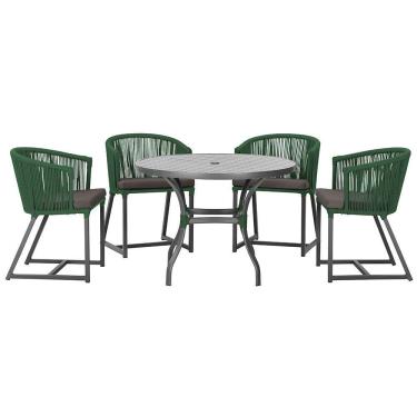 Imagem de Mesa Com 4 Cadeiras E Noronha Estofado 11 Trama Original Verde