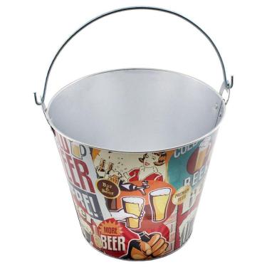 Imagem de Kit 2 Baldes De Gelo Para Cerveja Estampado Em Metal Galvanizado 4,8 Litros