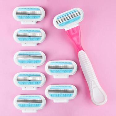 Imagem de Aparelho De Barbear Manual Feminino Com 8 Cartuchos De Lâminas De Alta