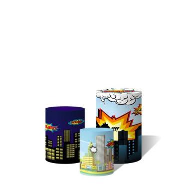 Imagem de Trio Capas Para Cilindro Versátil Cidade de Herois  C/ Elástico - Fabr