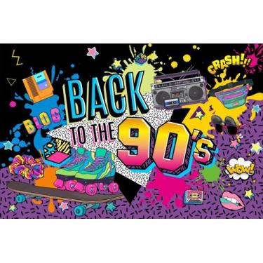 Imagem de Painel de Tecido Sublimado Festa Anos 90 de Volta no Tempo - Fabrika d