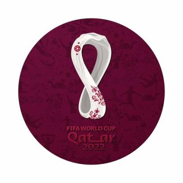 Imagem de Painel de Tecido Sublimado Redondo Futebol Copa do Mundo Catar Logo c/