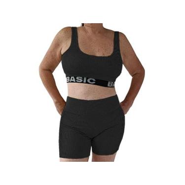 Imagem de Conjunto Academia Microfibra Stretch PINA, P, Preto