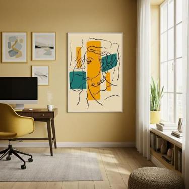 Imagem de Quadro Decor Mulher Em Line Art 70X50Cm Mold Branca - Quadros On-Line