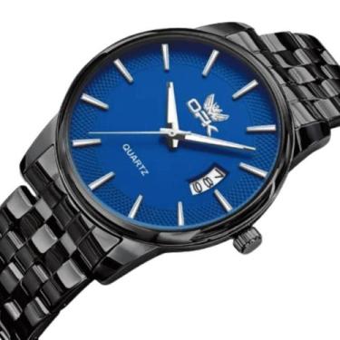 Imagem de Ofk pulseira aço relógio masculino data 3h - A.R Variedades MT