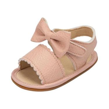 Imagem de Sapatos De Verão Respiráveis Para Bebês Meninas, Cor Pura, Laço, Sola 