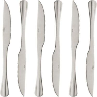 Imagem de Conjunto c/ 6 facas p/ churrasco aço inox lyor positano 23cm