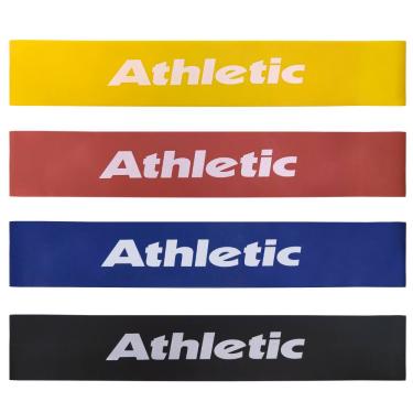 Imagem de Kit 4 Faixas Elásticas de Resistência Athletic 4 Níveis Treino Funcional Musculação Fitness em Casa`