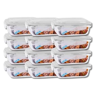 Imagem de Conjunto 12 Potes Vidro Hermético Marmita Com 4 Travas 640ml - Casa Li