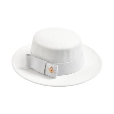 Imagem de Chapéu Fedora Feminino De Moda Com Topo Plano E Laço Para Casamento, I